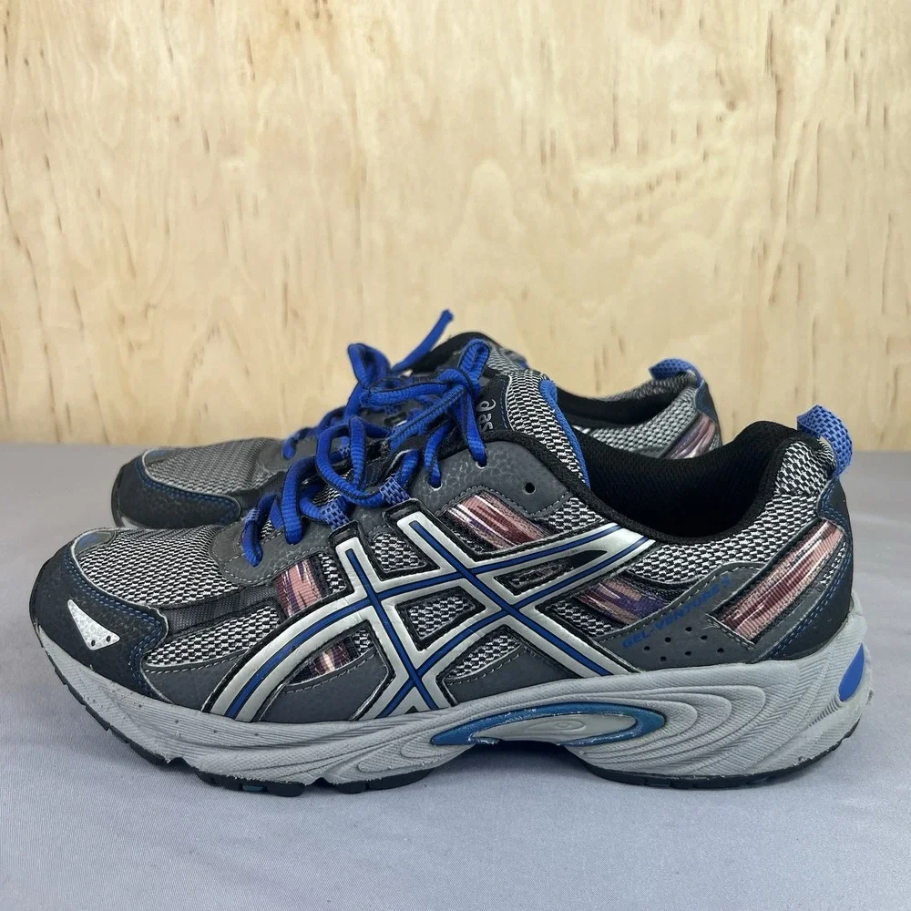 ASICS Gel Venture 5 Men's Size 9 Gray Blue Running Shoes Sneakers T5N3N Used